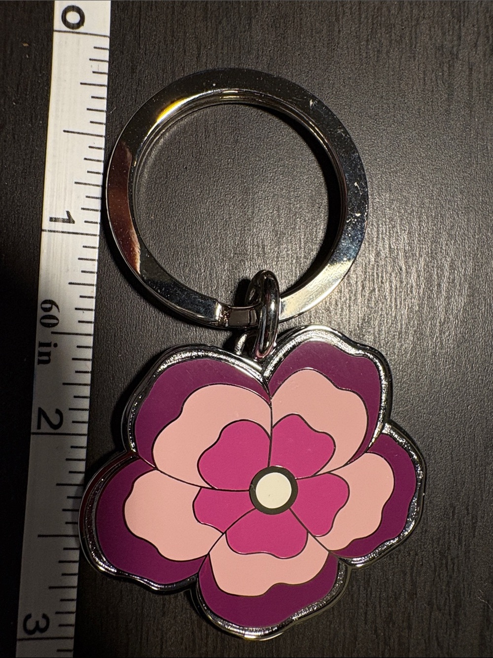Coach Pink & Purple Flower Enamel Key Ring